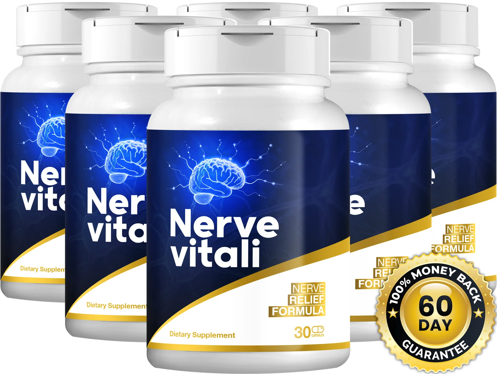 NerveVitali supplement six bottle package for gut health and skin support formula